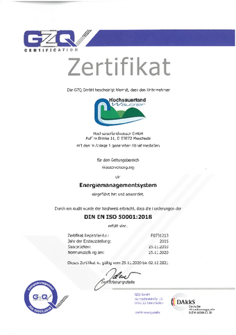 Zertifikat DIN EN ISO 50001:2018